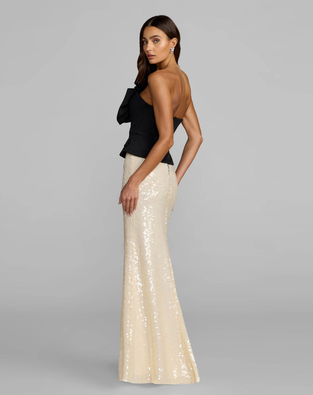 Mac Duggal 27793 and Strapless Peplum Sequin Evening Gown