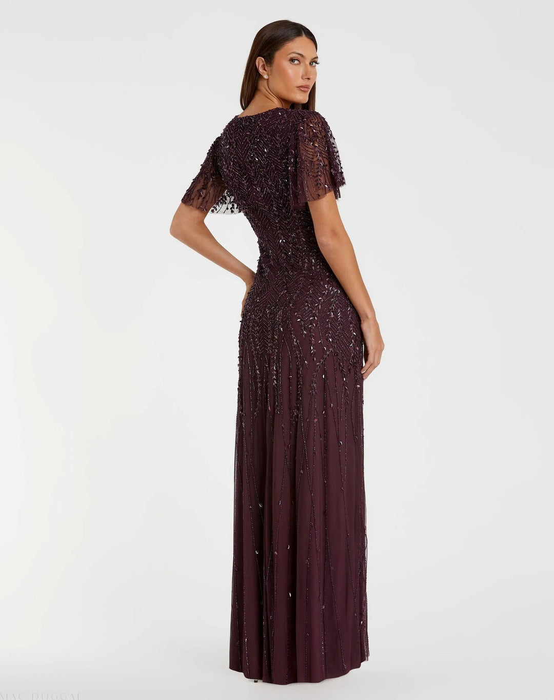 Mac Duggal 35109 Embellished Flutter Sleeve Gown