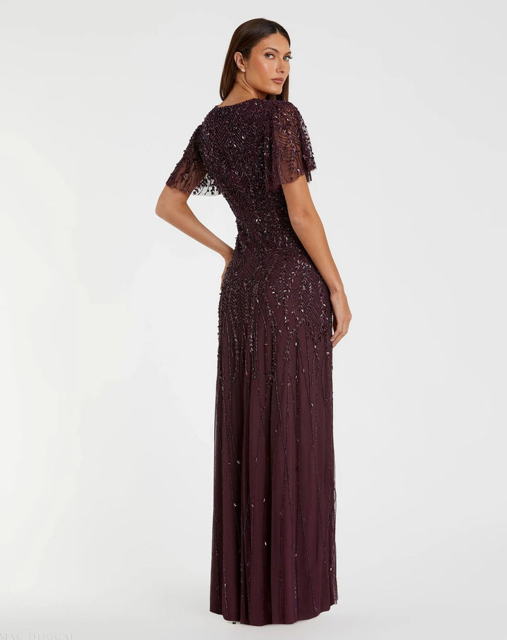 Mac Duggal 35109 Embellished Flutter Sleeve Gown