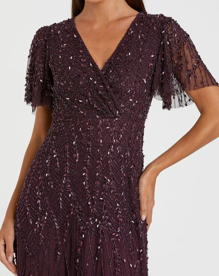 Mac Duggal 35109 Embellished Flutter Sleeve Gown