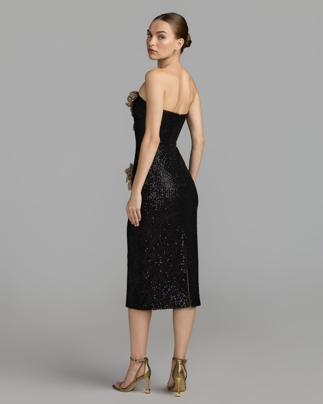 Mac Duggal 37158 3D Floral Sequin Midi Dress