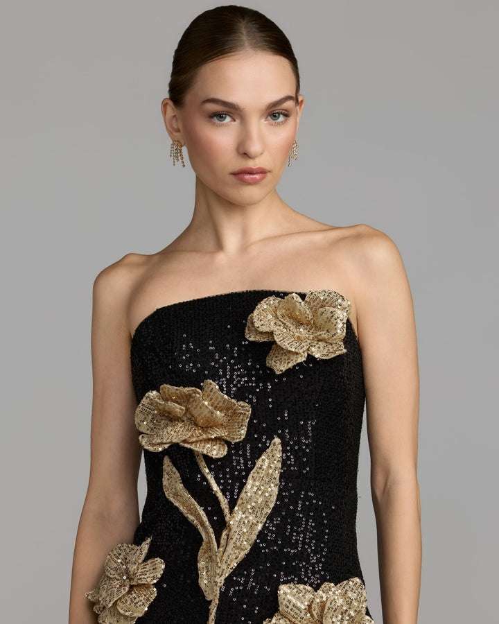 Mac Duggal 37158 3D Floral Sequin Midi Dress