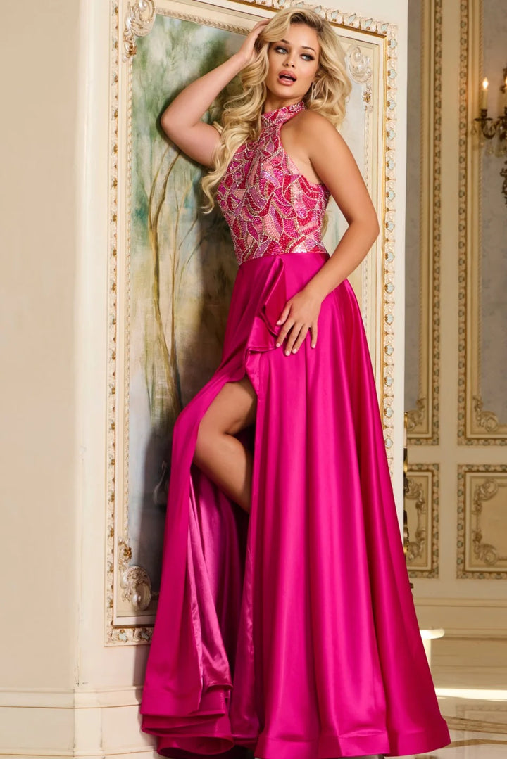 Jovani 41186 Beaded Halter Pageant Dress