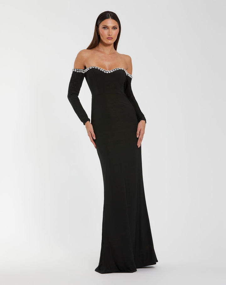 Mac Duggal 44159 Long Sleeve Off the Shoulder Mermaid Gown