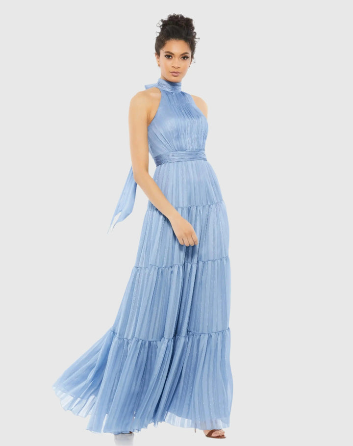 Mac Duggal 49515 Tie Neck Tiered Halter Gown