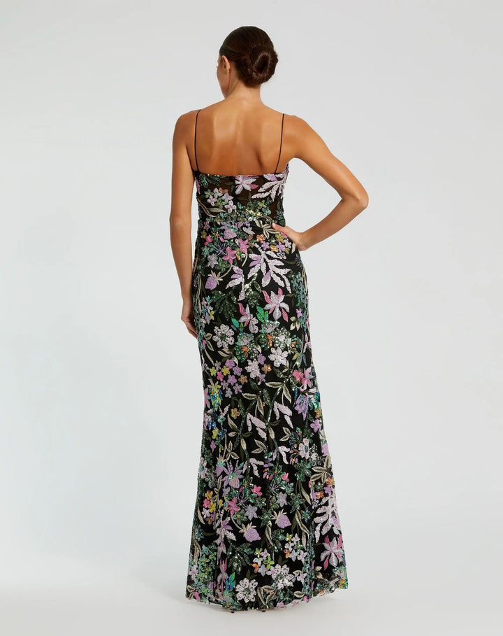 Mac Duggal 49827 Black Multicolor Embroidered Bustier Trumpet Gown