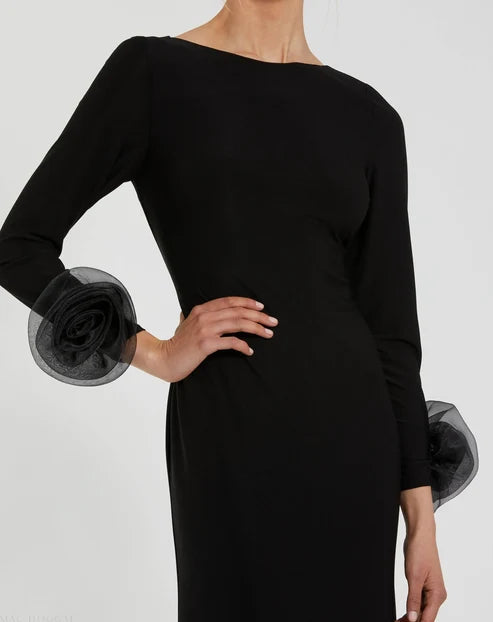 Mac Duggal 49949 Long Sleeve Fitted Jersey Gown With 3D Flowers