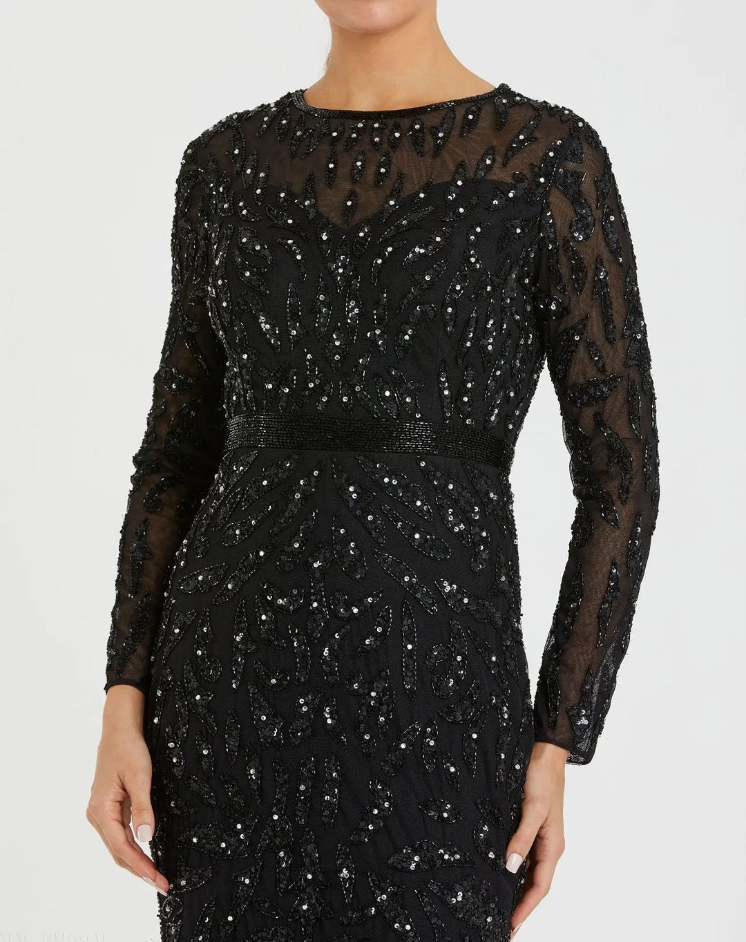 Mac Duggal 5124 Long Sleeve Beaded Evening Gown
