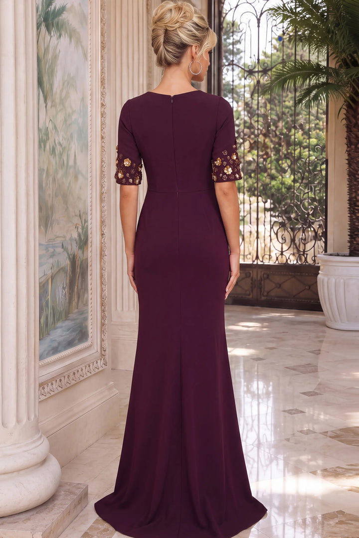 Jovani 51647 round neck column gown with beaded cuffs view 3