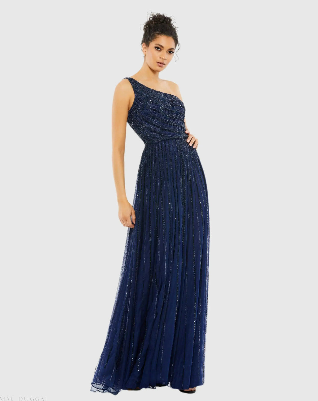Mac Duggal 5220 Embellished One Shoulder A-Line Gown