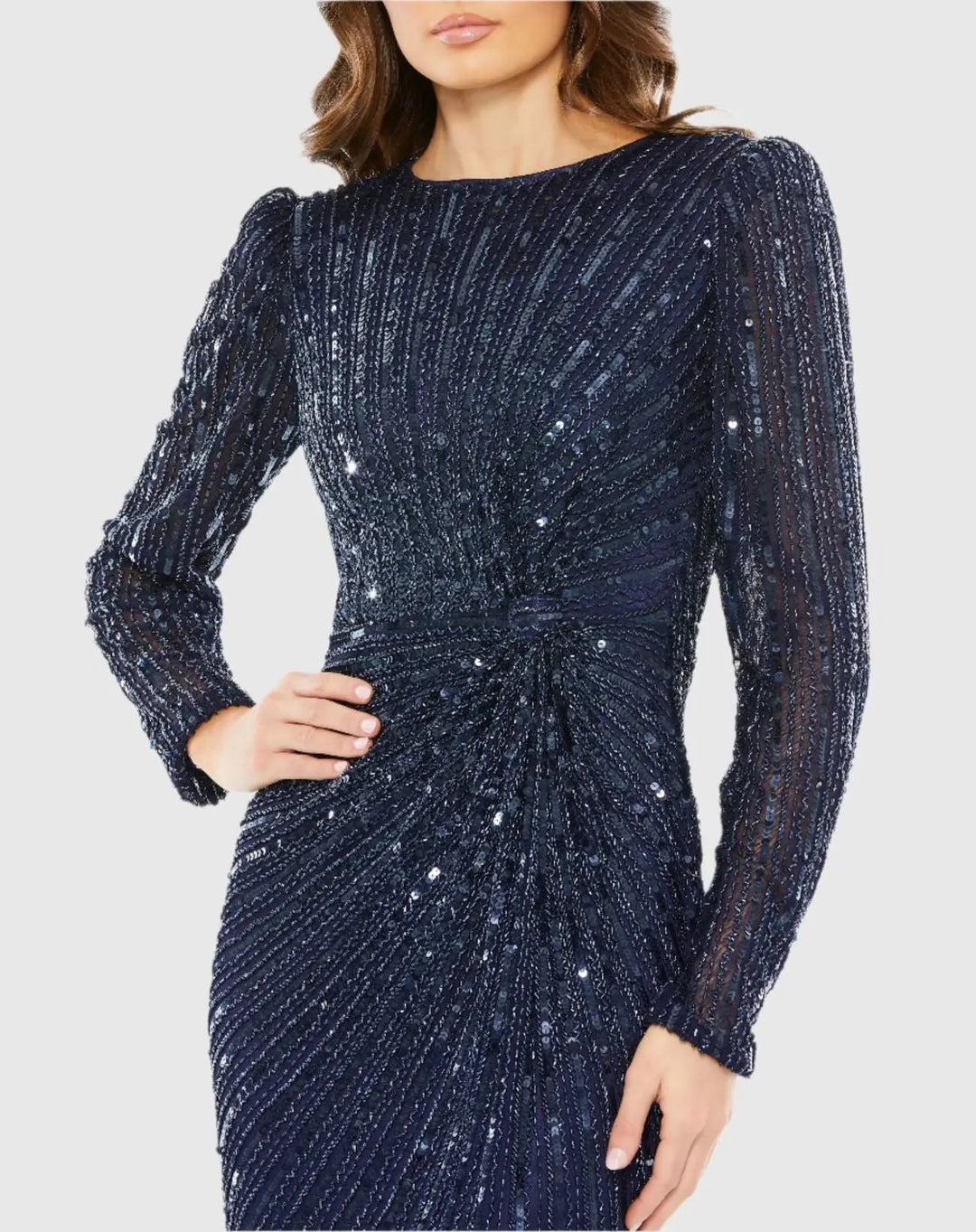Mac Duggal 5641 Embellished Puff Sleeve Side Knot Gown