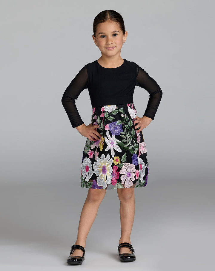 Mac Duggal 56539 Girls Long Sleeve Floral Embroidered Dress