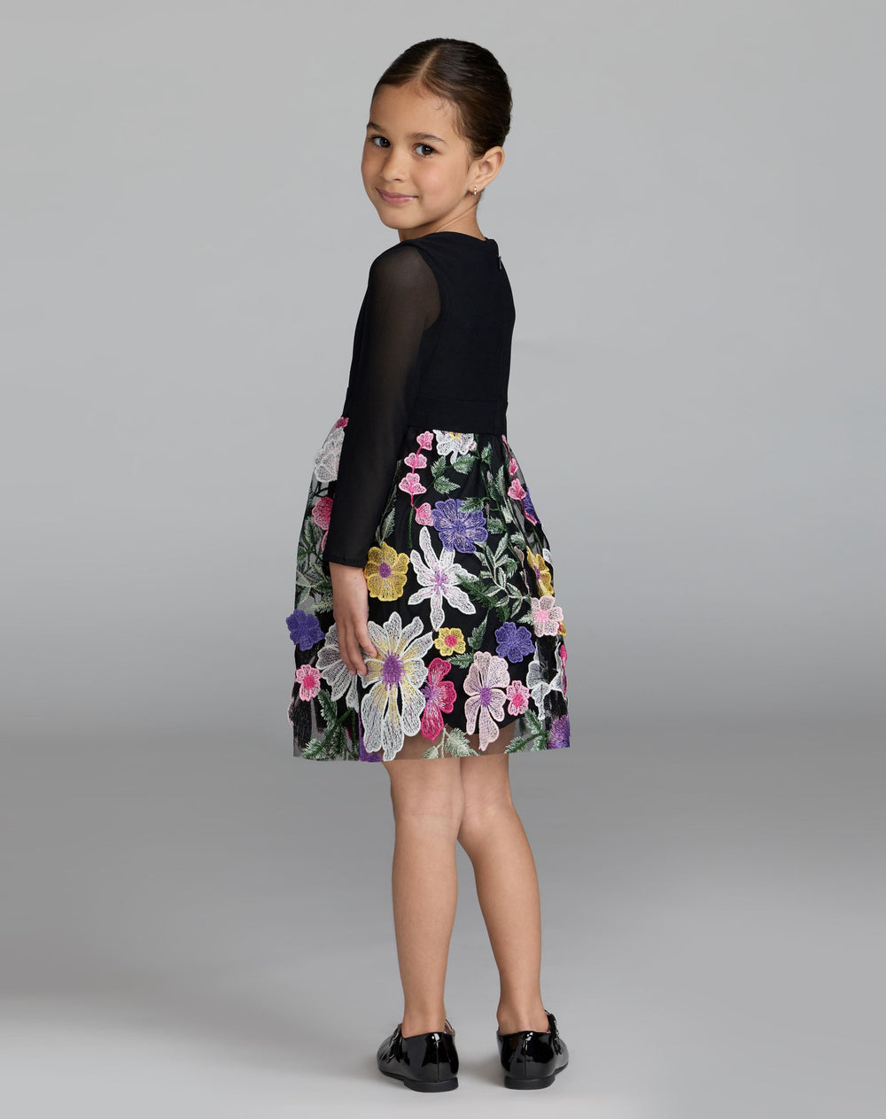 Mac Duggal 56539 Girls Long Sleeve Floral Embroidered Dress