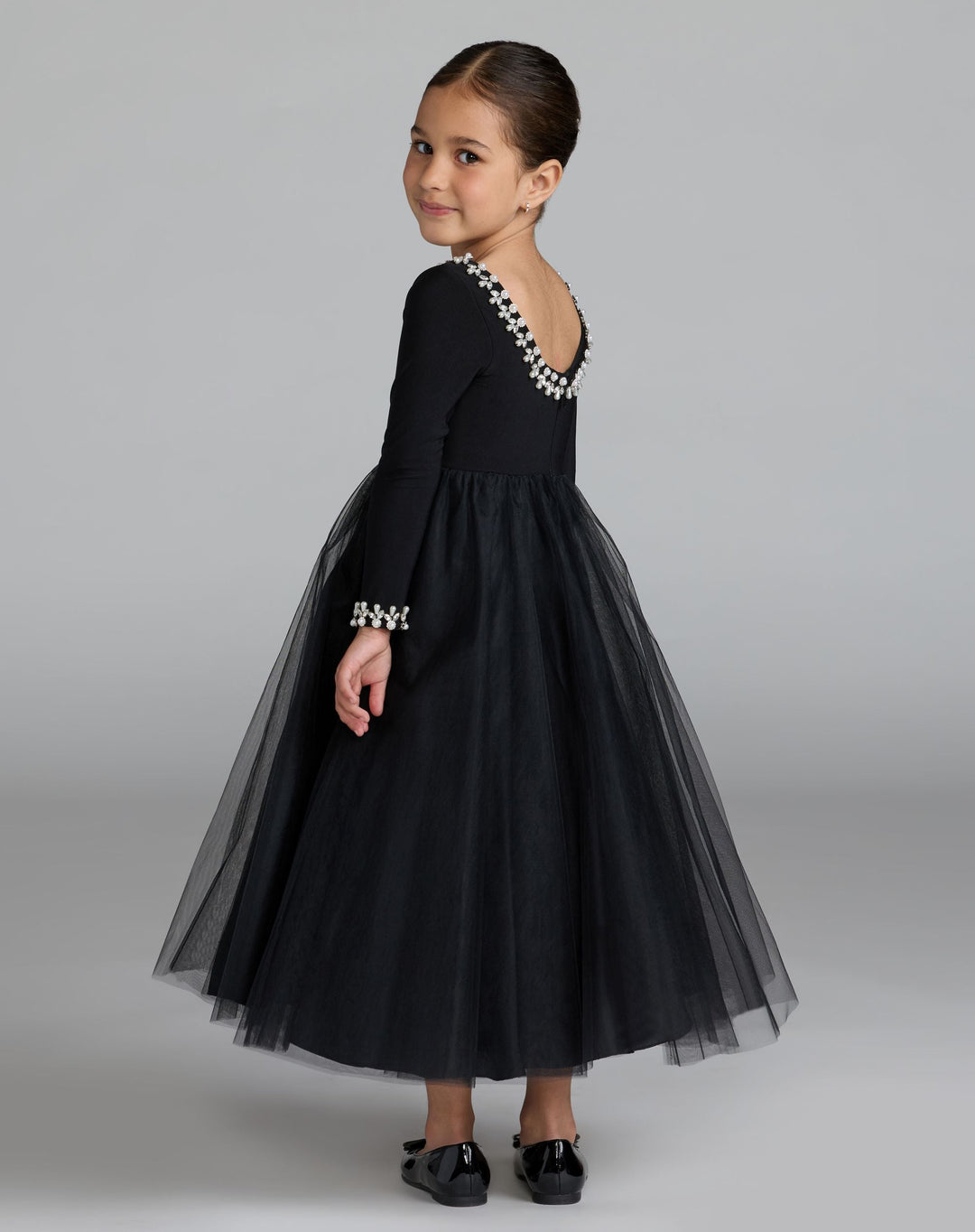 Mac Duggal 56541 Girls Long Sleeve Embellished A-Line Dress