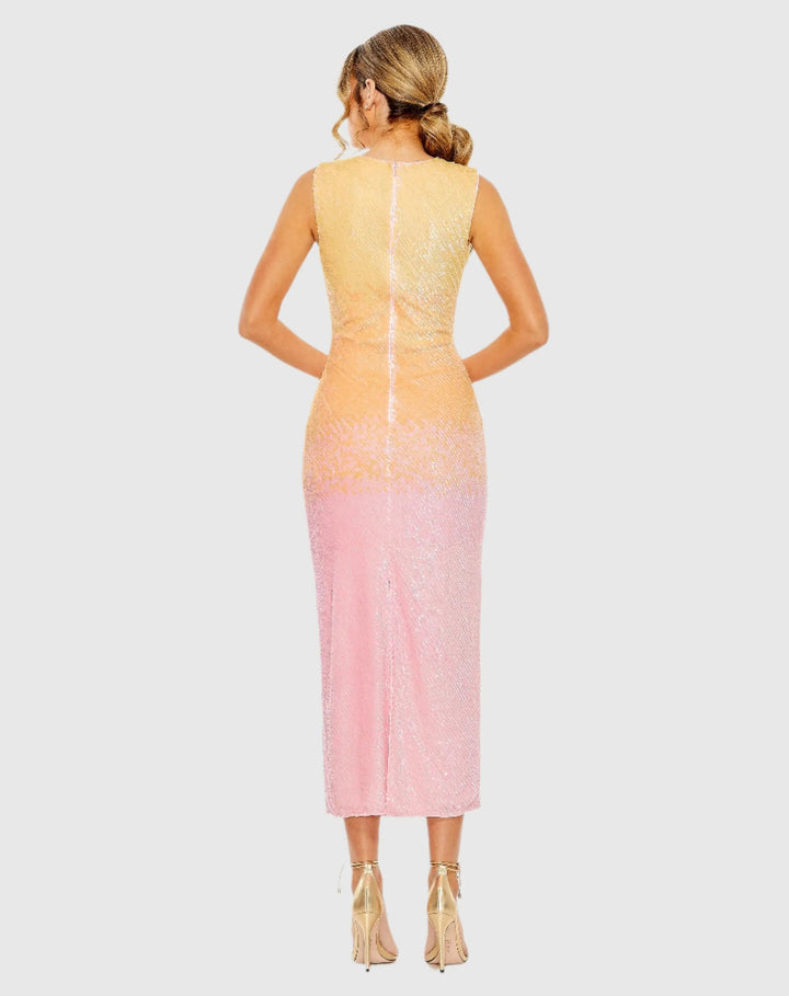 Mac Duggal 5772 High Neck Ombre Sequin Cocktail Dress