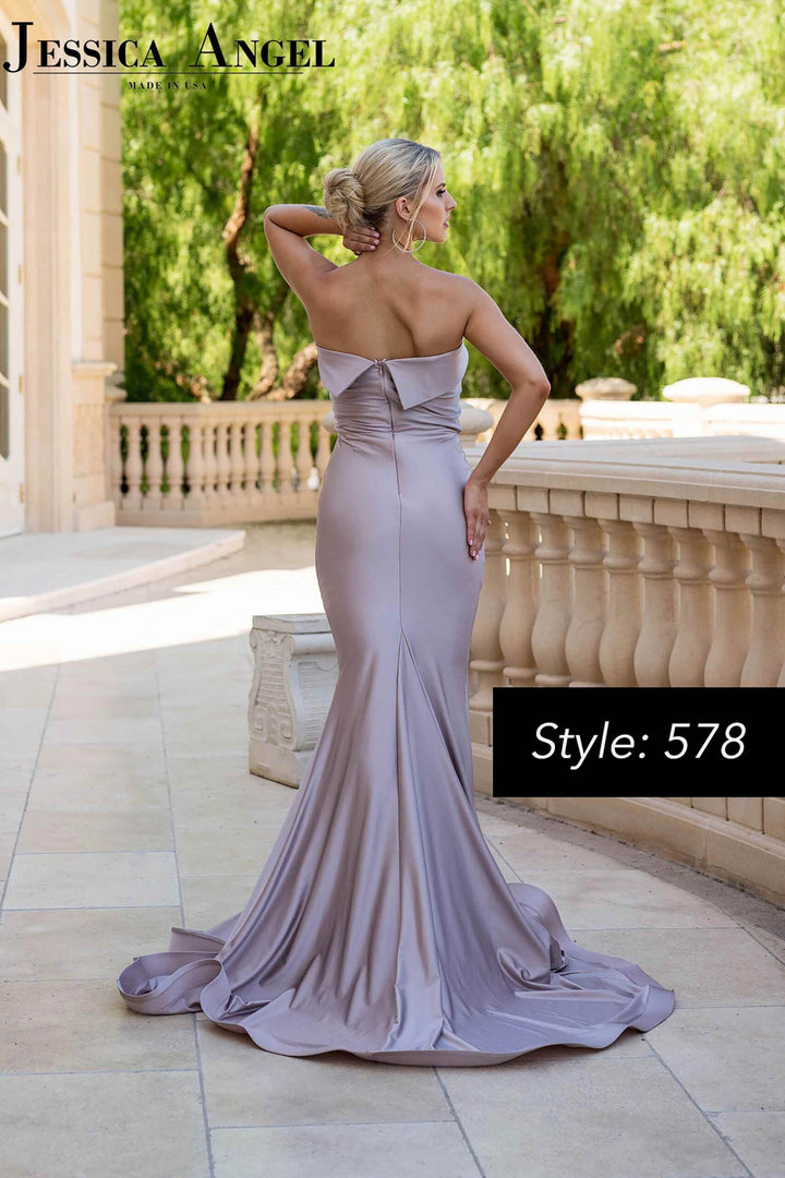Jessica Angel 578 strapless mermaid gown back view