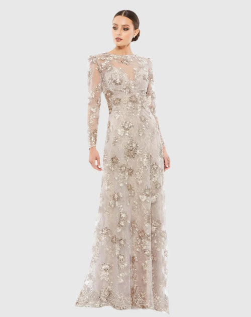 Mac Duggal 67875 A-Line Lace Gown with Beaded Back