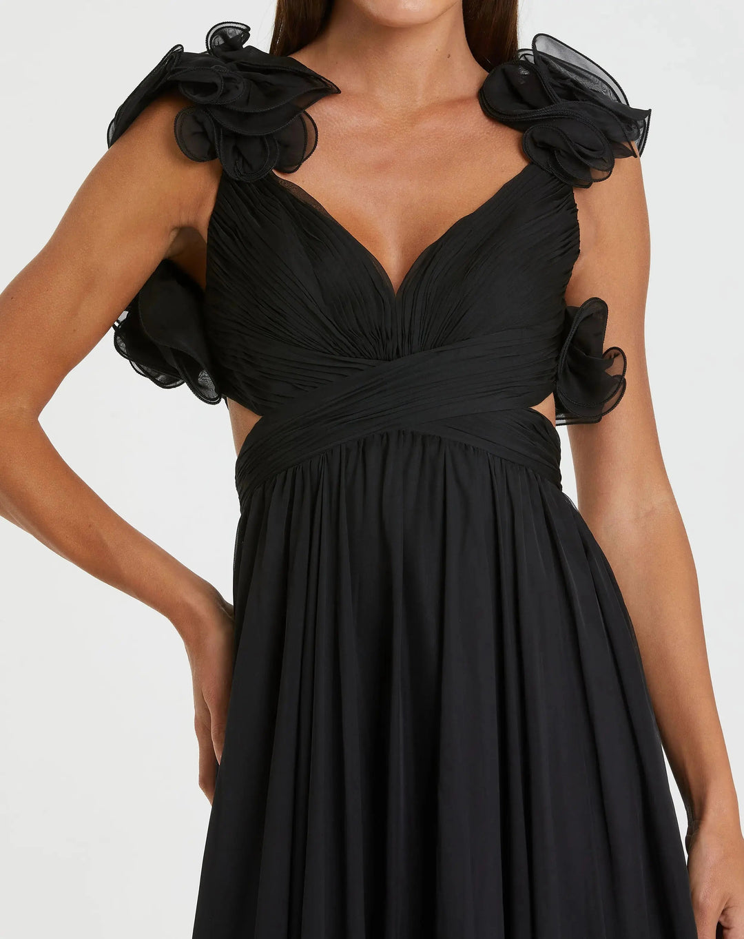 Mac Duggal 67911 Ruffle Tiered Cut-Out Chiffon Gown