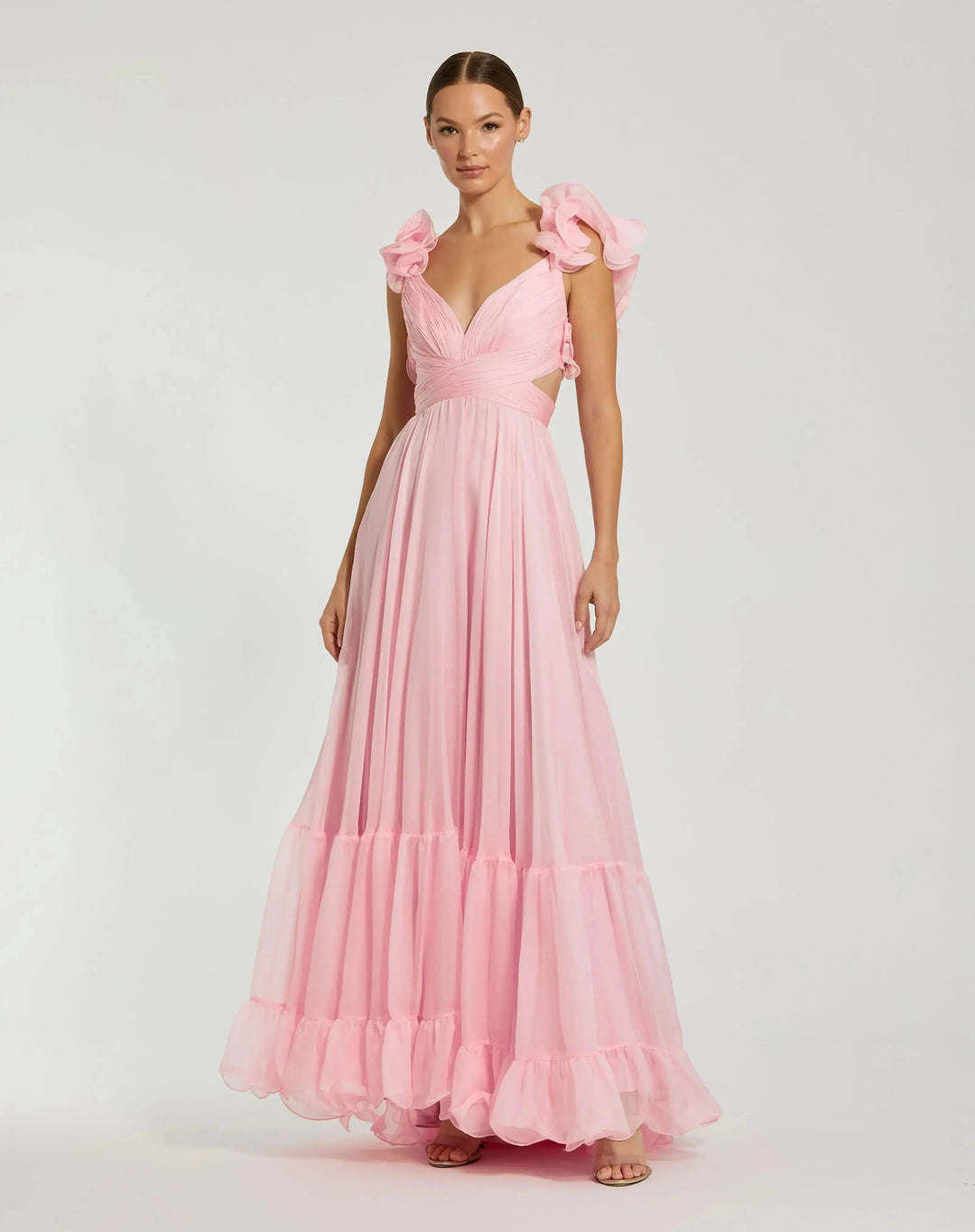 Mac Duggal 67911 Ruffle Tiered Cut-Out Chiffon Gown