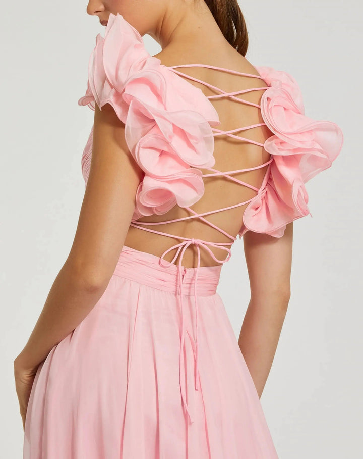 Mac Duggal 67911 Ruffle Tiered Cut-Out Chiffon Gown