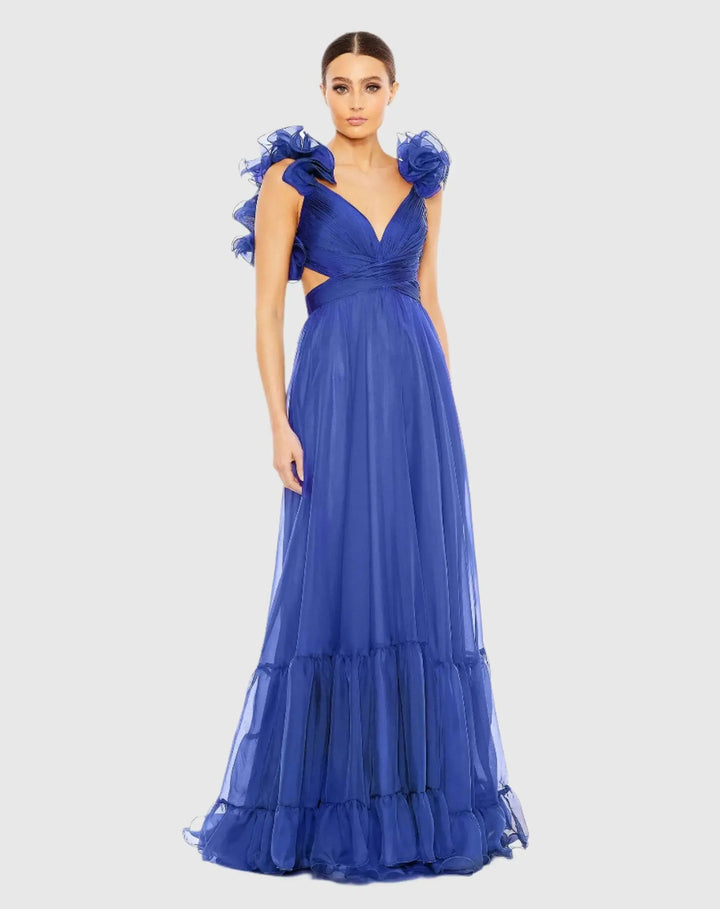 Mac Duggal 67911 Ruffle Tiered Cut-Out Chiffon Gown