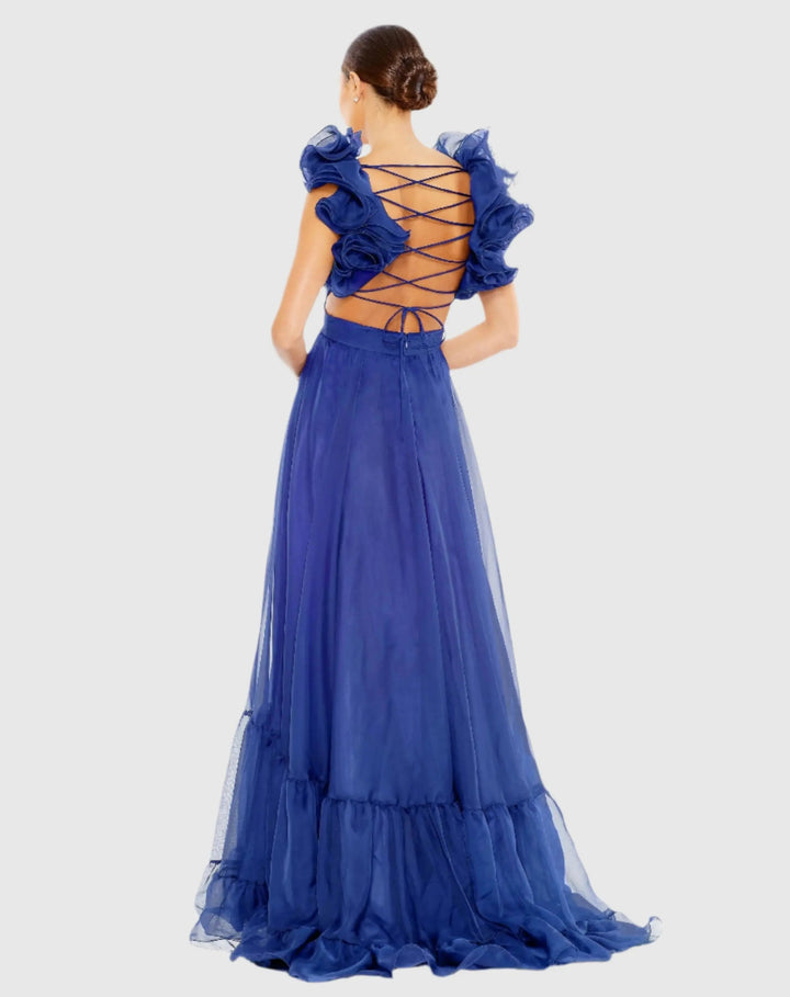Mac Duggal 67911 Ruffle Tiered Cut-Out Chiffon Gown