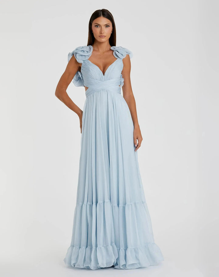 Mac Duggal 67911 Ruffle Tiered Cut-Out Chiffon Gown