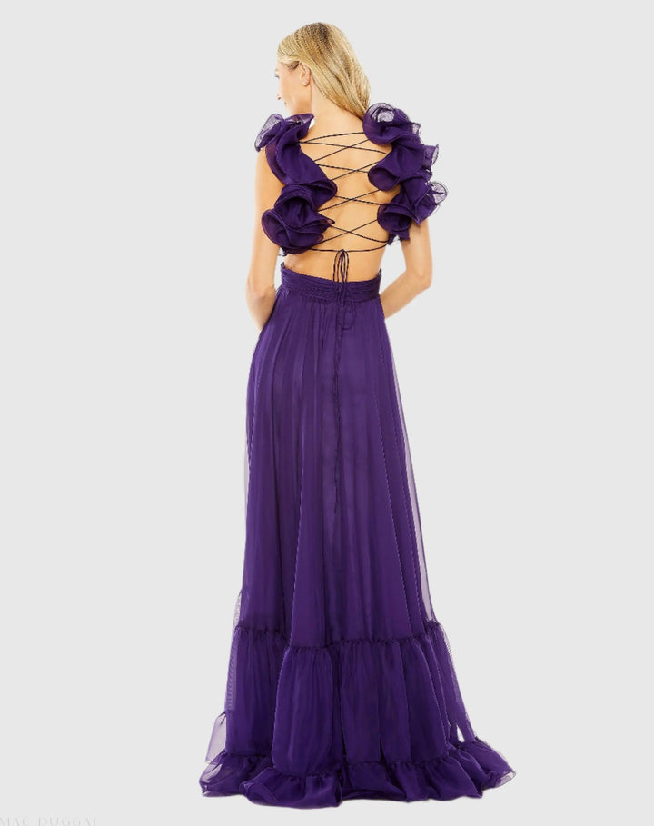Mac Duggal 67911 Ruffle Tiered Cut-Out Chiffon Gown