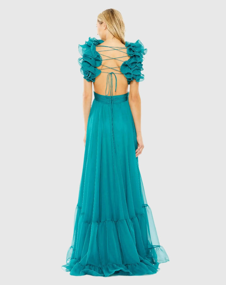 Mac Duggal 67911 Ruffle Tiered Cut-Out Chiffon Gown