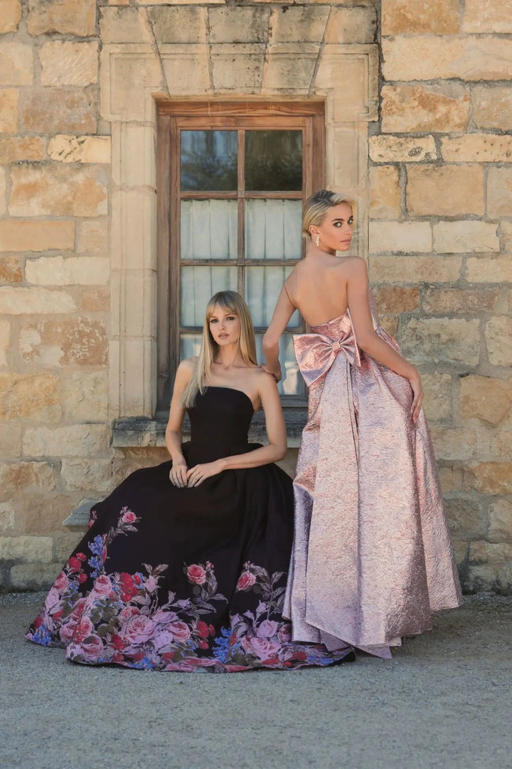 Mac Duggal 11970 Strapless Floral Brocade Ballgown