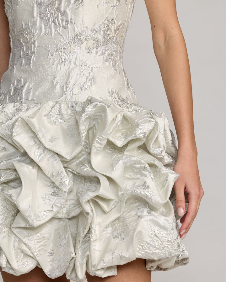 Mac Duggal 69145 Strapless Brocade Bubble Hem Mini Dress