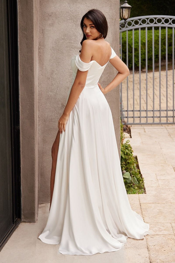 Ladivine 7493WC Sweetheart Short Draped Sleeves Structured Bodice Dress