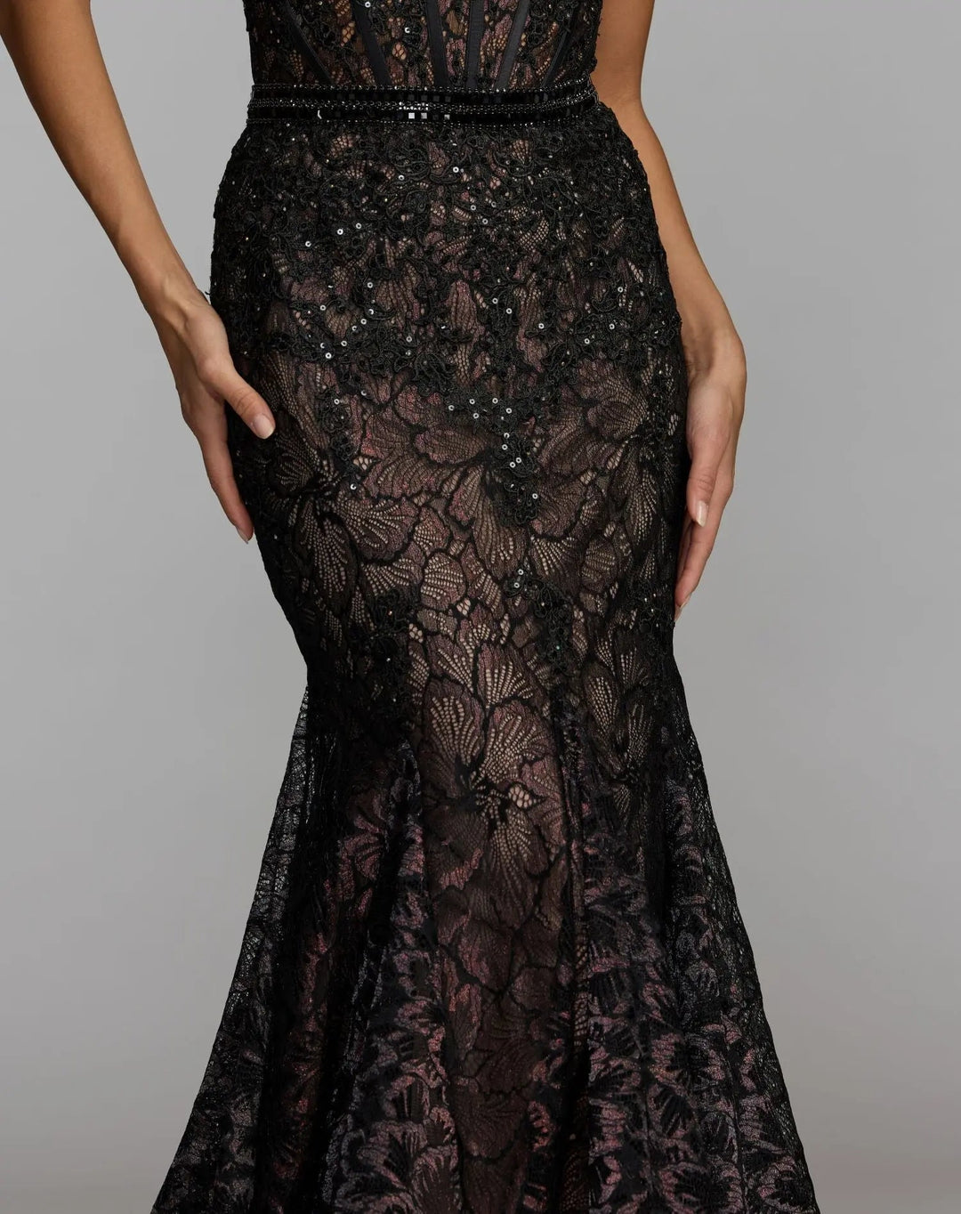 Mac Duggal 79308 Embellished Lace Strapless Trumpet Gown