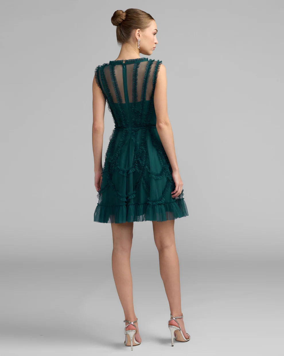 Mac Duggal 8289 Scoop Neck Sleeveless A-Line Ruffle Midi Dress