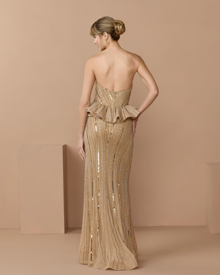 Mac Duggal 86018 Strapless Embellished Peplum Gown