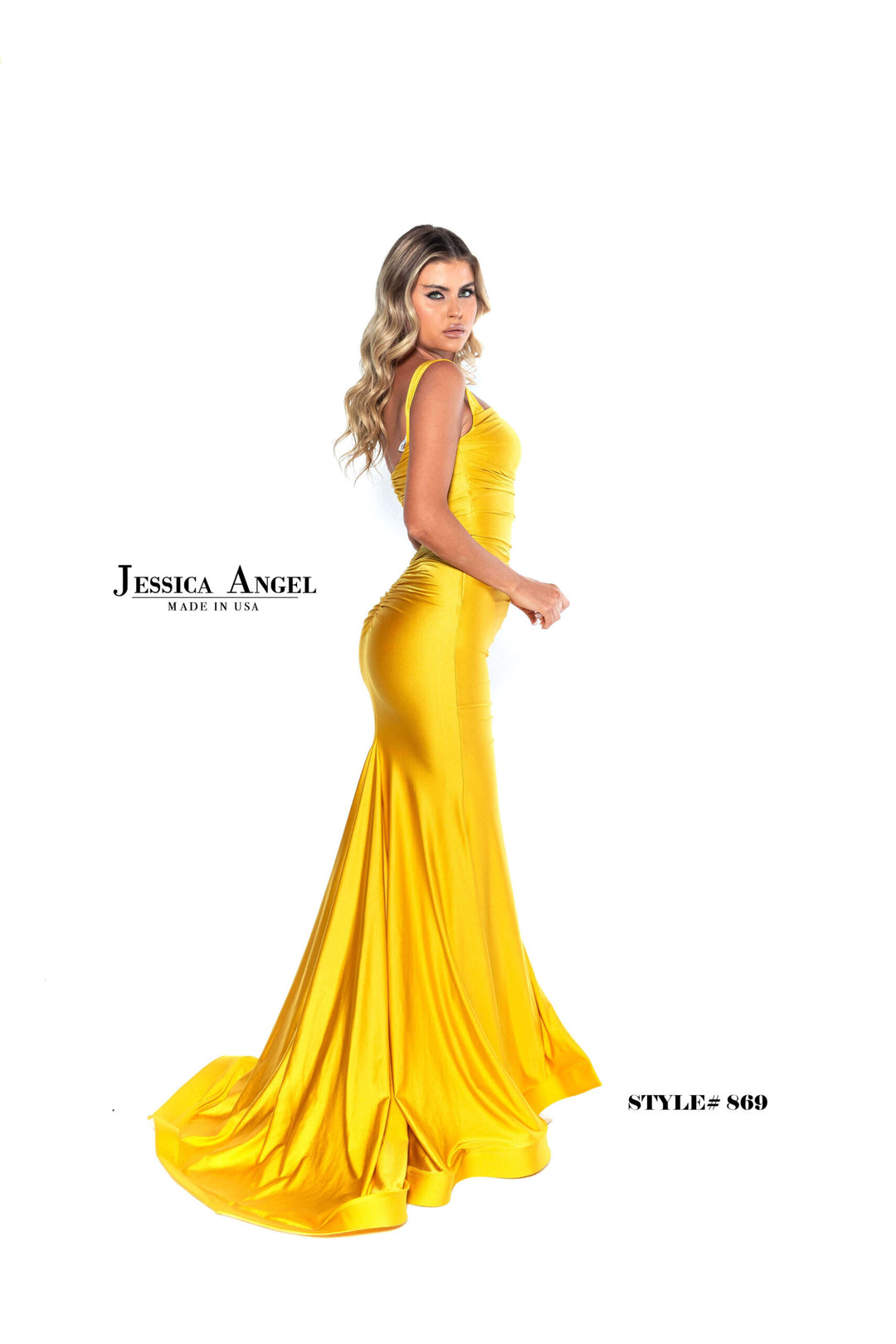 Jessica Angel 869 ruched gown side view