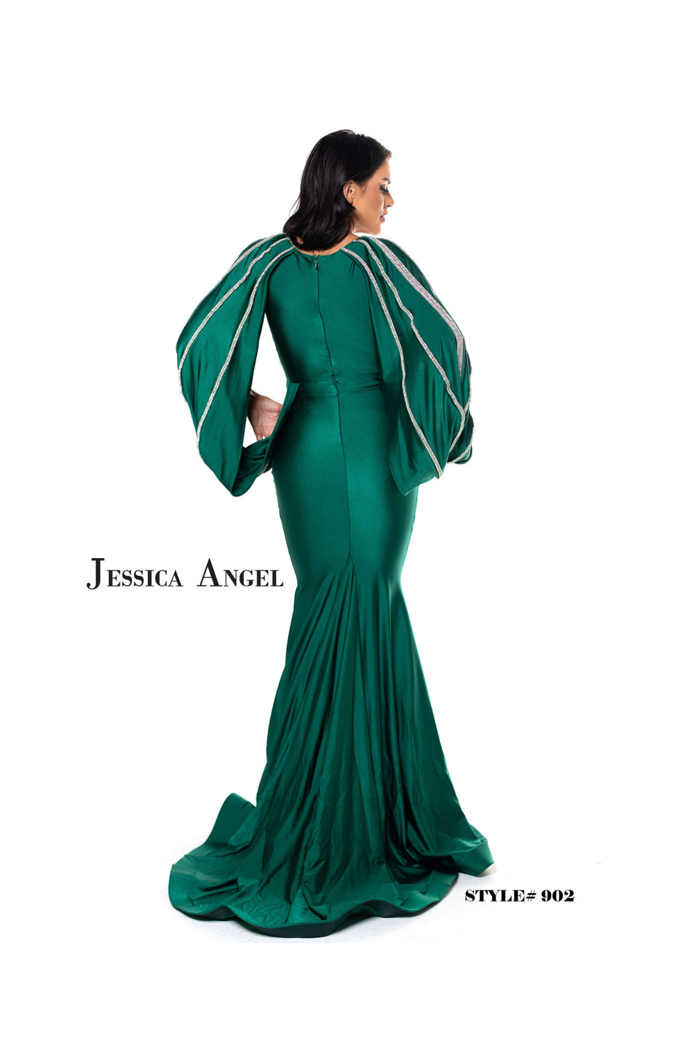 Jessica Angel 902 bishop sleeve mermaid gown back view