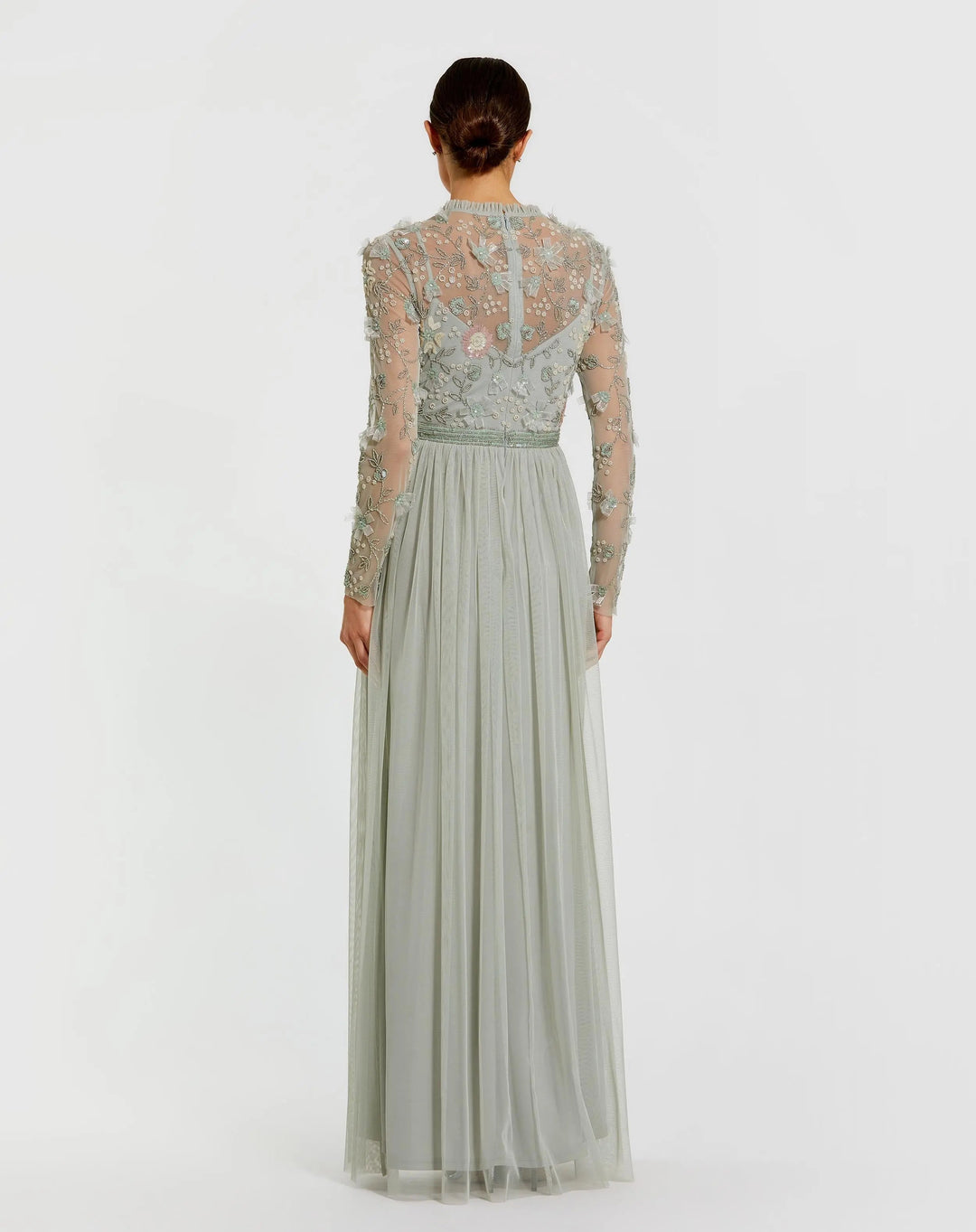 Mac Duggal 9132 Embellished Illusion High Neck Long Sleeve Gown