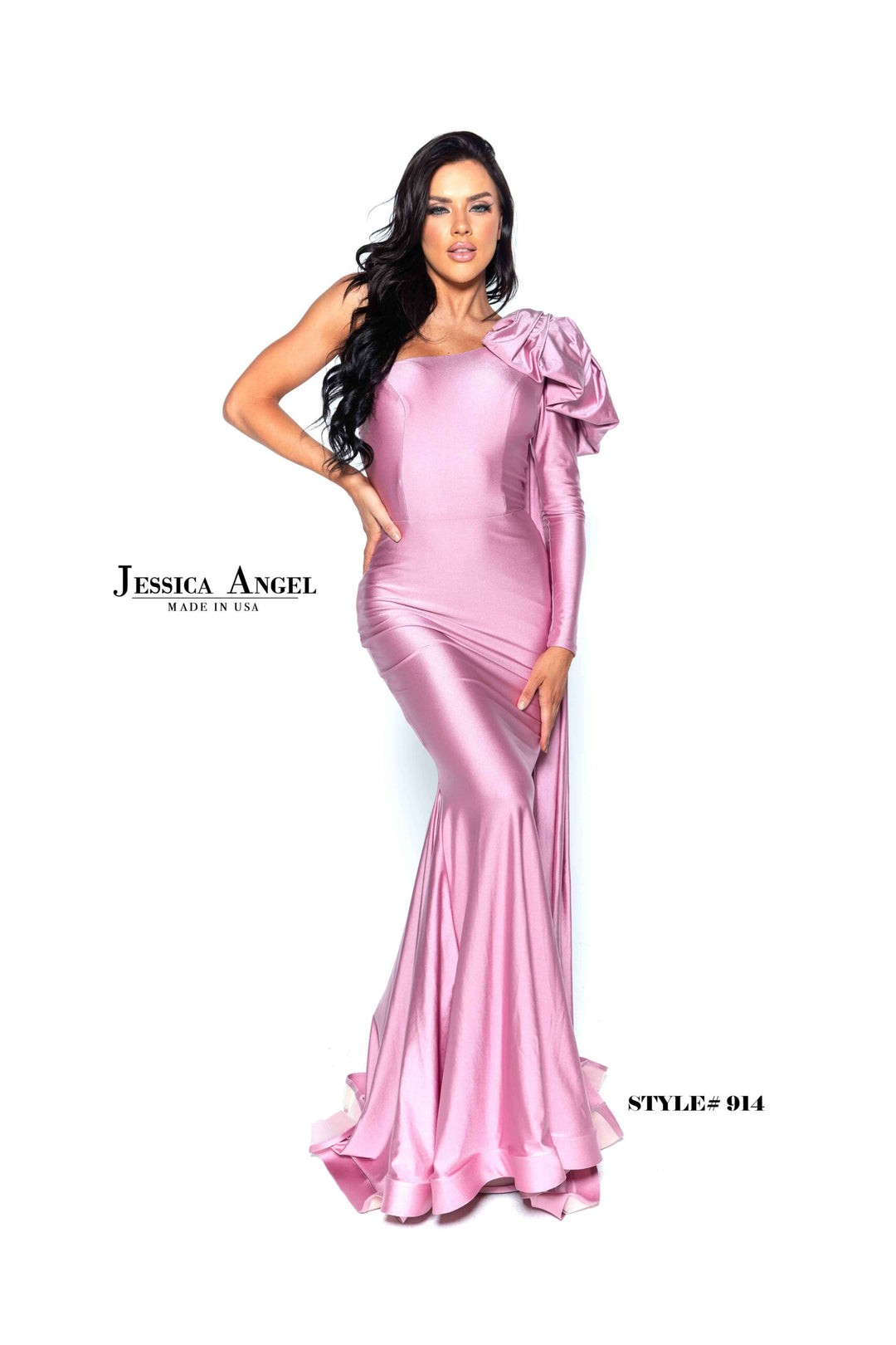 Jessica Angel 914 sculpted bow mermaid gown front view 3