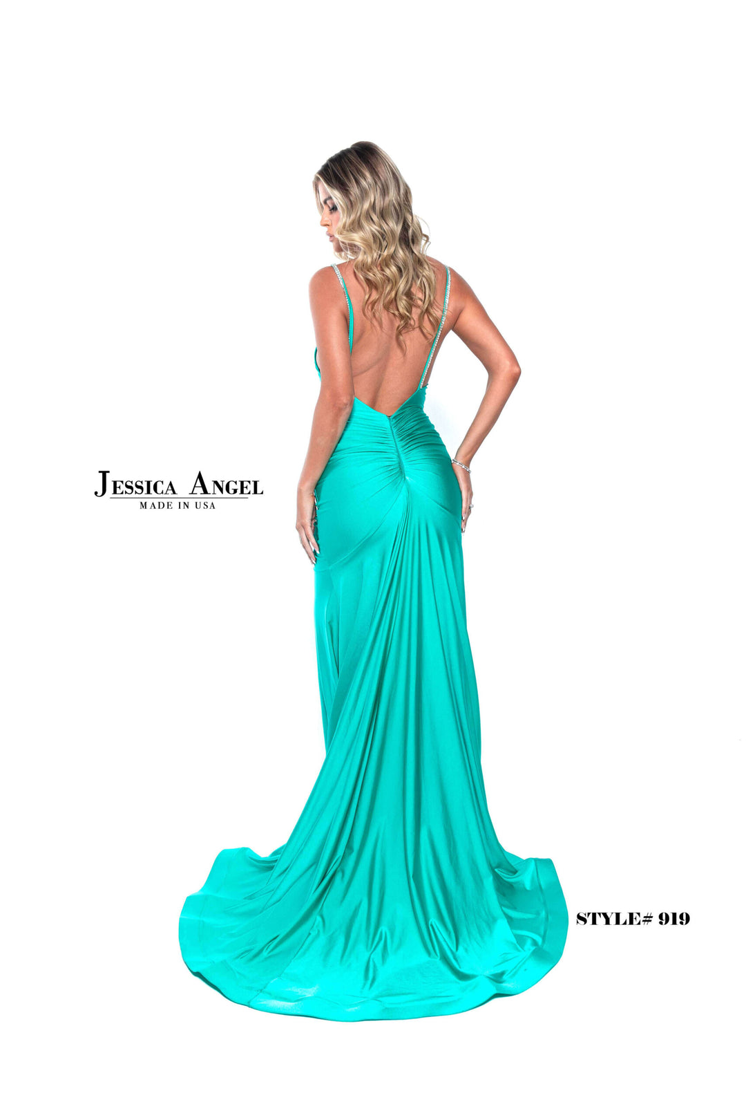 Jessica Angel 919 open back mermaid gown back view 4