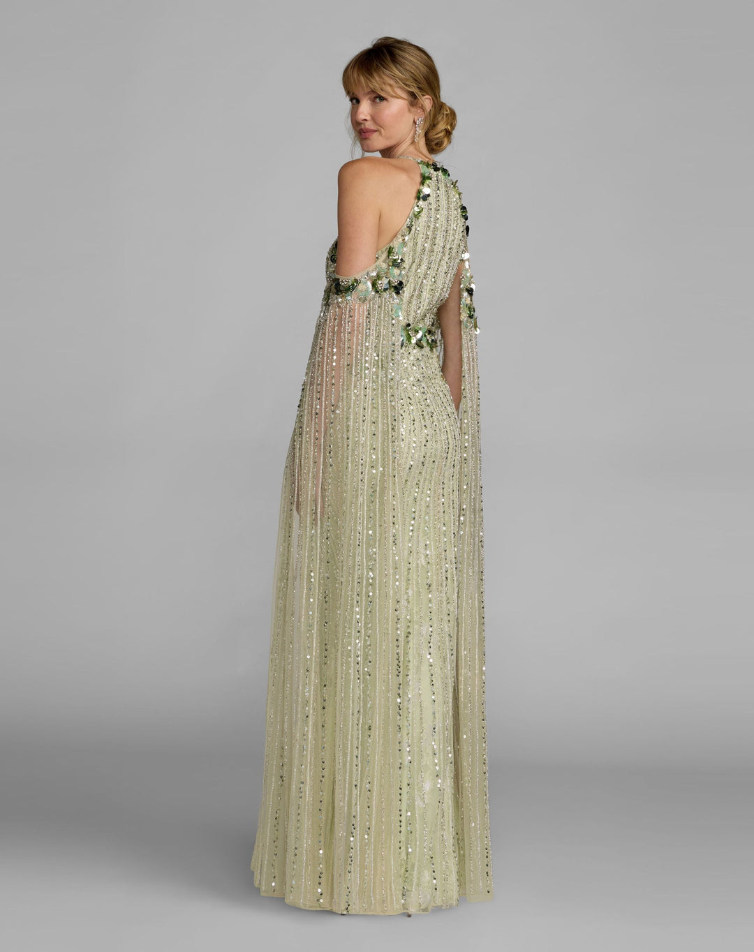Mac Duggal 94308 Embellished Column Gown With Cape Sleeves