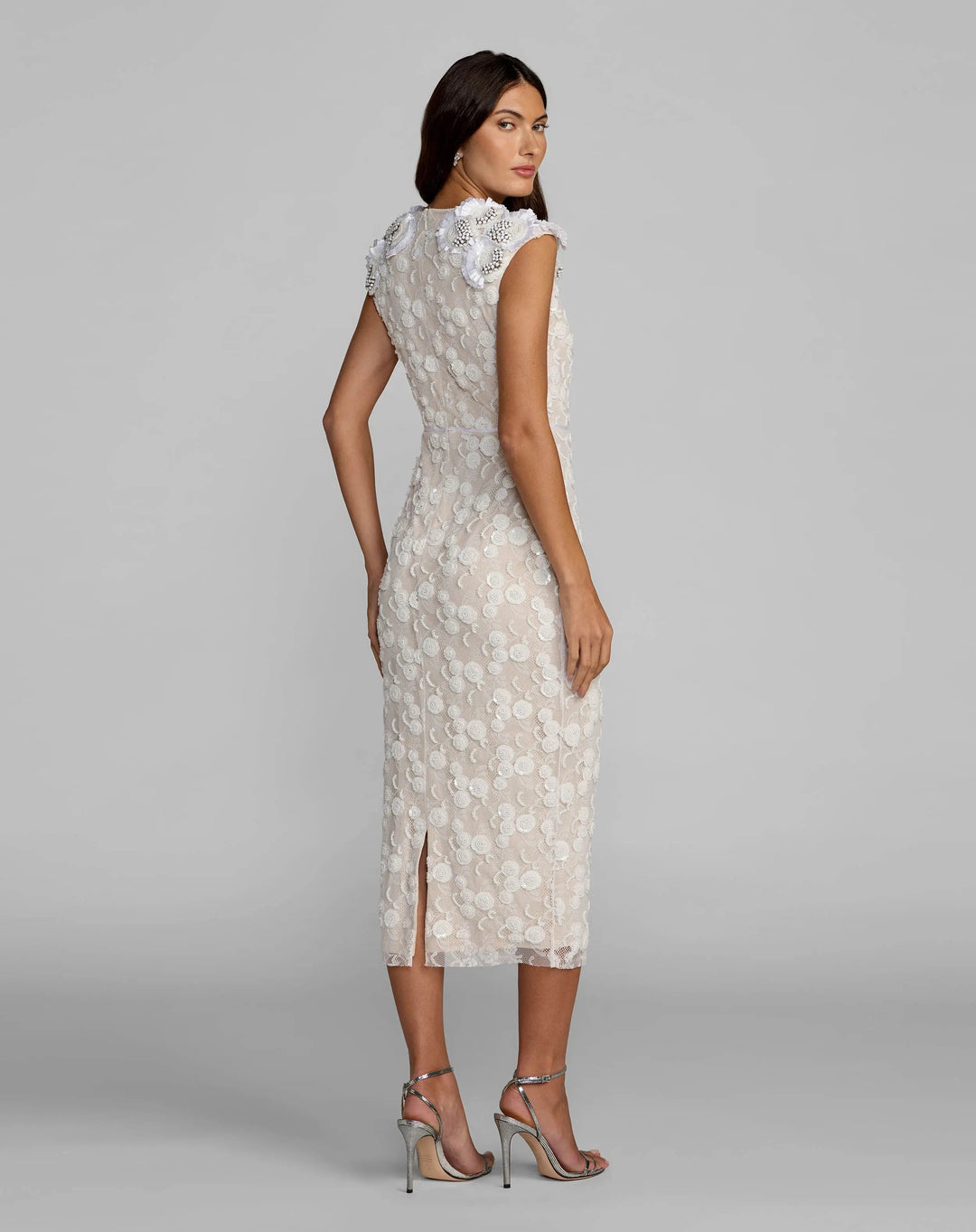 Mac Duggal 9446 Lace Midi Dress With 3D Floral Appliqués
