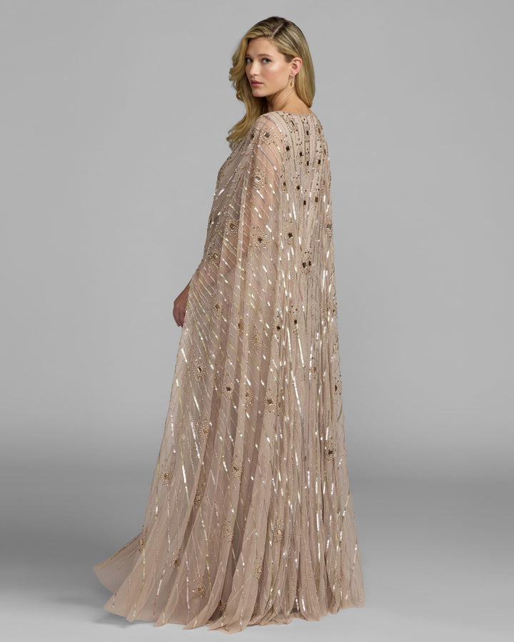 Mac Duggal 9526 Beaded Boat Neck Kaftan Gown
