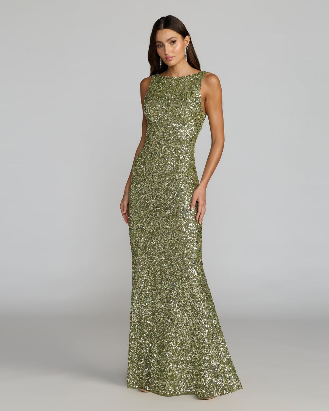 Mac Duggal 5185 Sequin Open Back Column Gown
