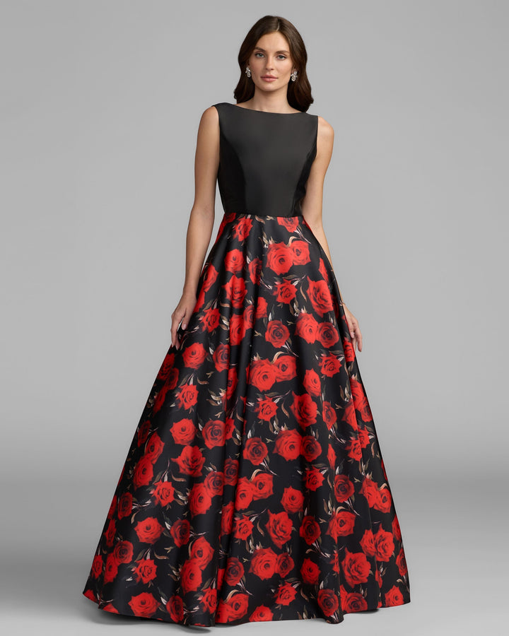 Mac Duggal 56469 Floral Open Back Ball Gown