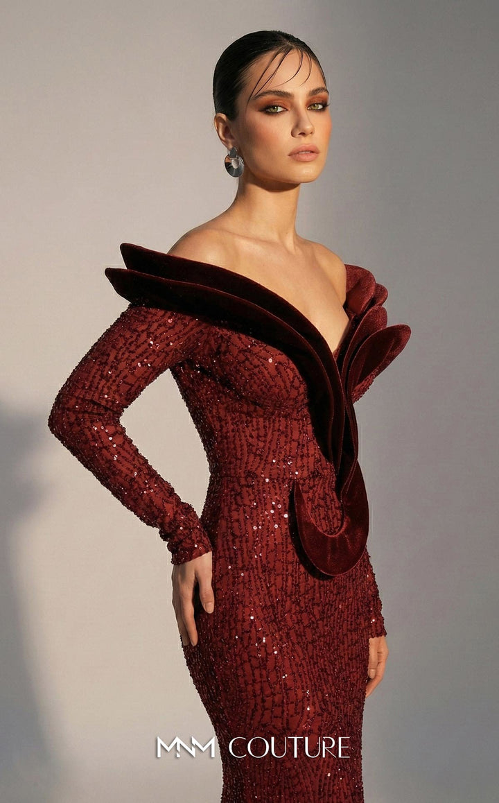 Fouad Sarkis F02896A Off-the-Shoulder Corset Couture Dress