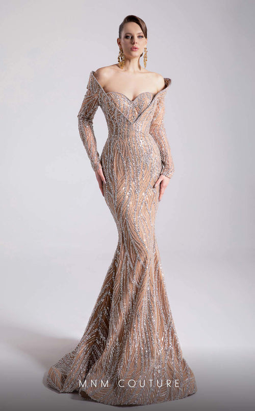 Fouad Sarkis F02900 Sweetheart Off-the-Shoulder Beaded Mermaid Dress