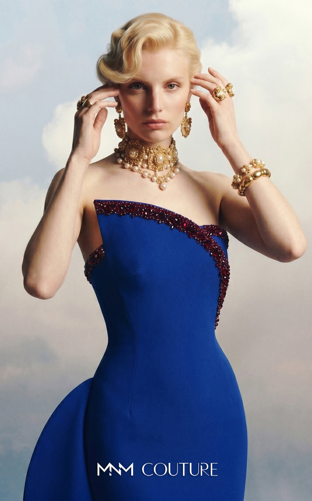 Fouad Sarkis F03061 gown, neckline and beading detail
