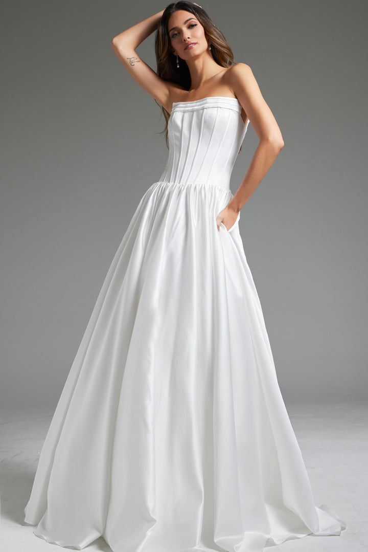 Jovani JB40784 Strapless A line Wedding Dress