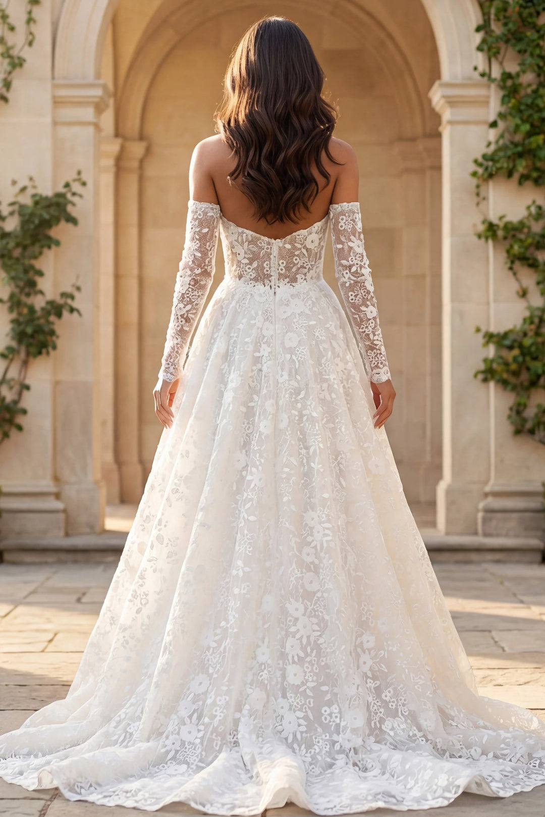 Jovani JB43864 Off Shoulder Lace A Line Bridal Gown